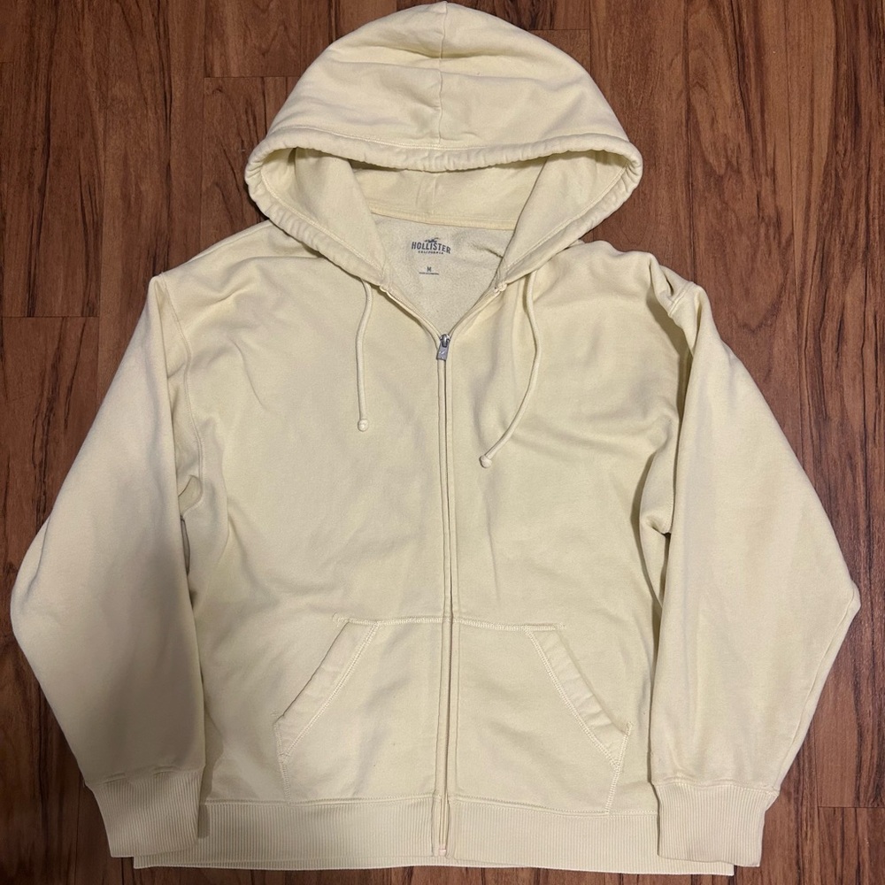 Hollister Butter Yellow Zip Up Hoodie